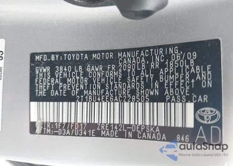 2010 Toyota Corolla S from USA, damaged, VIN 2T1BU4EE6AC228505